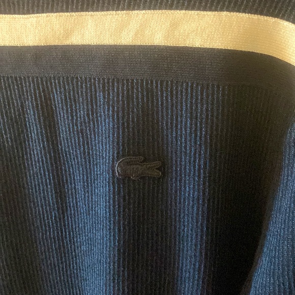 LACOSTE France Navy Blue Boat Neck Contrast Band Cotton Sweatshirt Size 38 (S) - Picture 3 of 7